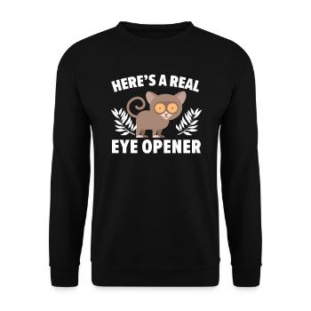 Here's A Real Eye Opener Big Eyes Animal Tarsier - Unisex Sweatshirt - black - Front - Alina (178cm) & Michal (187cm)