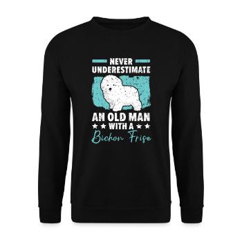 Ne sous-estimez jamais un vieil homme avec un Bichon Frise - Sweat-shirt Unisexe - noir - Devant - Alina (178cm) & Michal (187cm)