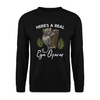 Here's A Real Eye Opener Big Eyes Animal Tarsier - Unisex Sweatshirt - black - Front - Alina (178cm) & Michal (187cm)