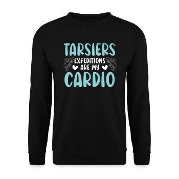 Les expéditions Tarsiers sont mon animal cardio animalier - Sweat-shirt Unisexe - noir - Devant - Alina (178cm) & Michal (187cm)