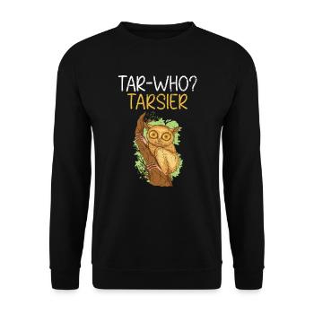 Tarsier-Who Tarsier Bäume Wald Tier - Unisex Pullover - Schwarz - Vorne - Alina (178cm) & Michal (187cm)