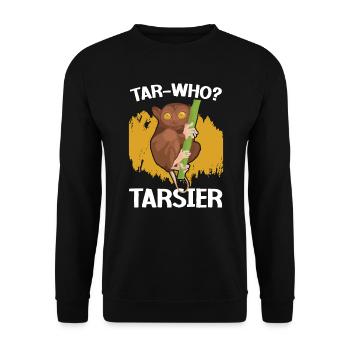 Tarsier-Who Tarsier Bäume Wald Tier - Unisex Pullover - Schwarz - Vorne - Alina (178cm) & Michal (187cm)