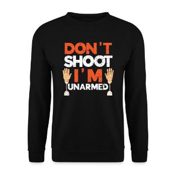 Don't Shoot Ich bin unbewaffnet Amputiertes Amputiertes Handicap - Unisex Pullover - Schwarz - Vorne - Alina (178cm) & Michal (187cm)