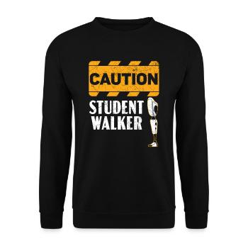 Vorsicht Student Walker Disabled Amputierter Amputierter - Unisex Pullover - Schwarz - Vorne - Alina (178cm) & Michal (187cm)