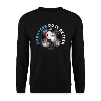Amputierte machen es besser Behinderter Amputierter Amputierter - Unisex Pullover - Schwarz - Vorne - Alina (178cm) & Michal (187cm)