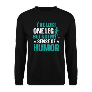 Ich habe ein Bein verloren, aber nicht meinen Sinn für Humor - Unisex Pullover - Schwarz - Vorne - Alina (178cm) & Michal (187cm)