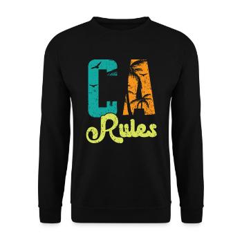 CA Rules Kalifornien USA Amerika Kalifornisch - Unisex Pullover - Schwarz - Vorne - Alina (178cm) & Michal (187cm)