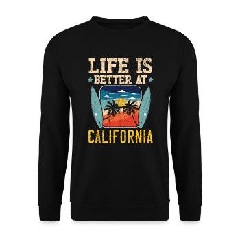 Das Leben ist besser in Kalifornien Amerika Kalifornien - Unisex Pullover - Schwarz - Vorne - Alina (178cm) & Michal (187cm)