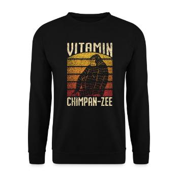 Vitamin Schimpanse Affe Tier Tierpfleger - Unisex Pullover - Schwarz - Vorne - Alina (178cm) & Michal (187cm)