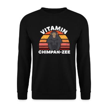 Vitamin Schimpanse Affe Tier Tierpfleger - Unisex Pullover - Schwarz - Vorne - Alina (178cm) & Michal (187cm)