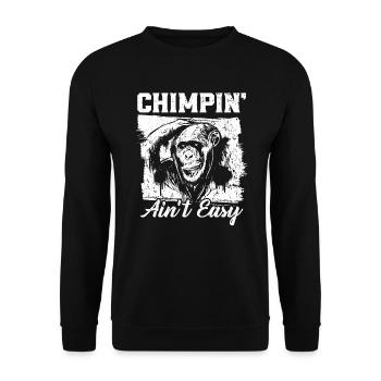 Chimpin' Ain't Easy Monkey Zookeeper Schimpanse - Unisex Pullover - Schwarz - Vorne - Alina (178cm) & Michal (187cm)