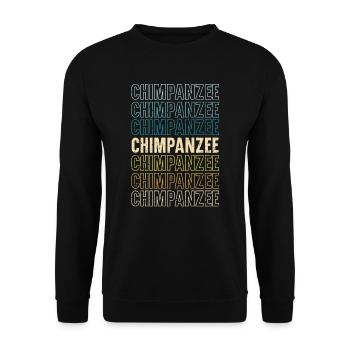 Retro Schimpanse Affe Tier Tierpfleger - Unisex Pullover - Schwarz - Vorne - Alina (178cm) & Michal (187cm)