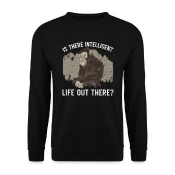 Is There Intelligent Life Out There Chimpanzee - Unisex Sweatshirt - black - Front - Alina (178cm) & Michal (187cm)