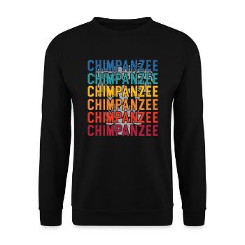 Retro Schimpanse Affe Tier Tierpfleger - Unisex Pullover - Schwarz - Vorne - Alina (178cm) & Michal (187cm)