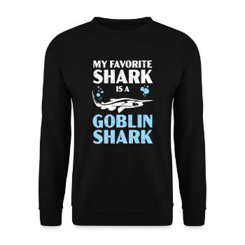 Mein Lieblingshai ist ein Goblin Shark Animal Lover - Unisex Pullover - Schwarz - Vorne - Alina (178cm) & Michal (187cm)