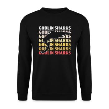 Retro Goblin Hai Tierliebhaber Meeresbiologe - Unisex Pullover - Schwarz - Vorne - Alina (178cm) & Michal (187cm)