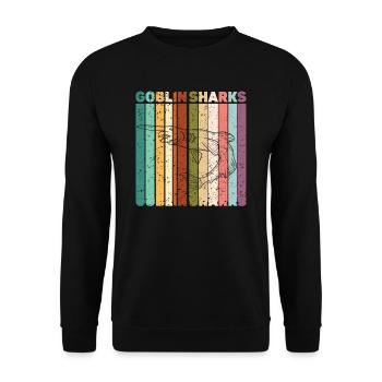 Retro Goblin Hai Tierliebhaber Meeresbiologe - Unisex Pullover - Schwarz - Vorne - Alina (178cm) & Michal (187cm)