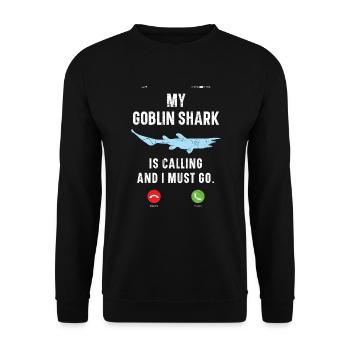 Mein Koboldhai ruft und ich muss Tier gehen - Unisex Pullover - Schwarz - Vorne - Alina (178cm) & Michal (187cm)