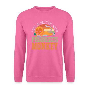 Das Leben ist besser mit Proboscis Monkey Ape Zookeeper - Unisex Pullover - Pink - Vorne