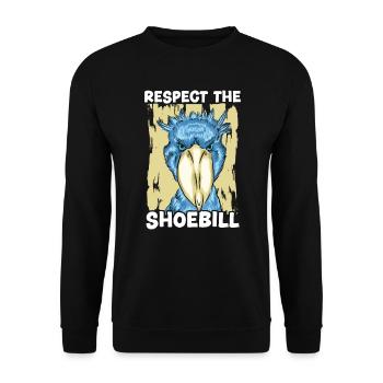 Respektieren Sie den Schuhschnabelvogelflüsterer Whalehead - Unisex Pullover - Schwarz - Vorne - Alina (178cm) & Michal (187cm)