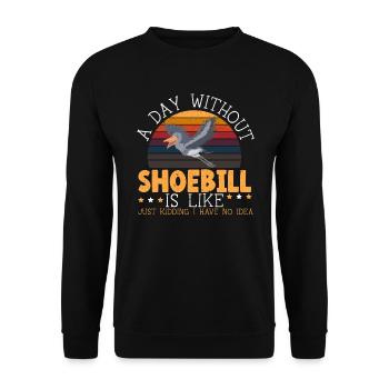 Ein Tag ohne Schuhschnabelliebhaber Storchvogelflüsterer - Unisex Pullover - Schwarz - Vorne - Alina (178cm) & Michal (187cm)