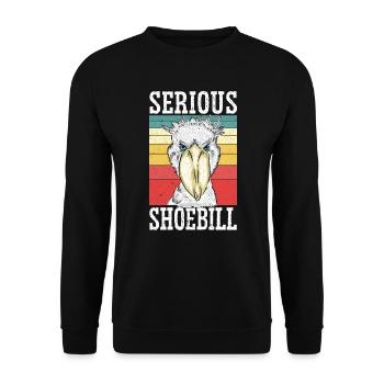 Ernsthafter Schuhschnabel Storch Vogelflüsterer Walkopf - Unisex Pullover - Schwarz - Vorne - Alina (178cm) & Michal (187cm)