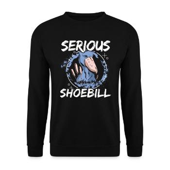 Ernsthafter Schuhschnabel Storch Vogelflüsterer Walkopf - Unisex Pullover - Schwarz - Vorne - Alina (178cm) & Michal (187cm)