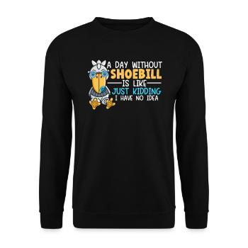 Ein Tag ohne Schuhschnabelliebhaber Storchvogelflüsterer - Unisex Pullover - Schwarz - Vorne - Alina (178cm) & Michal (187cm)