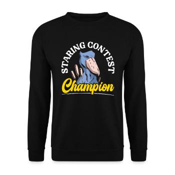Staring Contest Champion Schuhschnabel-Storchvogel - Unisex Pullover - Schwarz - Vorne - Alina (178cm) & Michal (187cm)