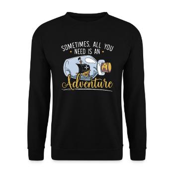 Alles, was Sie brauchen, ist ein Abenteuer Happy Columbus Day - Unisex Pullover - Schwarz - Vorne - Alina (178cm) & Michal (187cm)