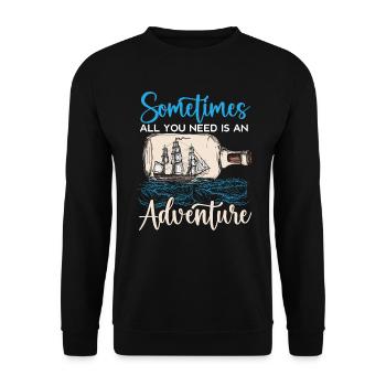 Alles, was Sie brauchen, ist ein Abenteuer Happy Columbus Day - Unisex Pullover - Schwarz - Vorne - Alina (178cm) & Michal (187cm)