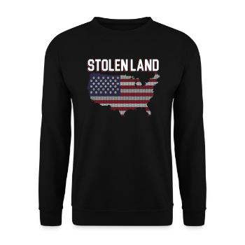Gestohlenes Land USA Flagge Indigene Indianer - Unisex Pullover - Schwarz - Vorne - Alina (178cm) & Michal (187cm)