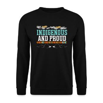 Indigener und stolzer Stolz der amerikanischen Ureinwohner - Unisex Pullover - Schwarz - Vorne - Alina (178cm) & Michal (187cm)