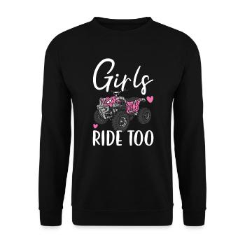 Mädchen fahren auch Quad Princess Quad Bike Offroading - Unisex Pullover - Schwarz - Vorne - Alina (178cm) & Michal (187cm)