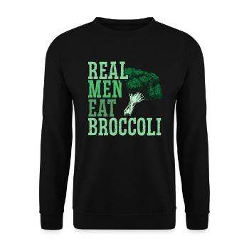 Echte Männer essen Brokkoli Broccoholic Gemüse Vegan - Unisex Pullover - Schwarz - Vorne - Alina (178cm) & Michal (187cm)