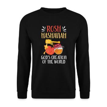 Rosh Hashanah God's Creation Of The World Jewish - Unisex Sweatshirt - black - Front - Alina (178cm) & Michal (187cm)
