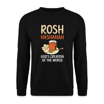 Rosh Hashanah God's Creation Of The World Jewish - Unisex Sweatshirt - black - Front - Alina (178cm) & Michal (187cm)