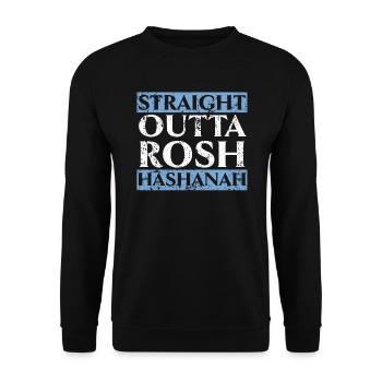 Straight Outta Rosh Hashanah Jewish New Year - Unisex Sweatshirt - black - Front - Alina (178cm) & Michal (187cm)