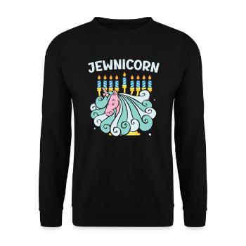 Jewnicorn Unicorn Rosh Hashanah Jewish New Year - Unisex Sweatshirt - black - Front - Alina (178cm) & Michal (187cm)