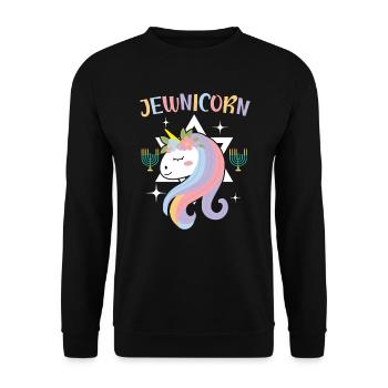 Jewnicorn Unicorn Rosh Hashanah Jewish New Year - Unisex Sweatshirt - black - Front - Alina (178cm) & Michal (187cm)