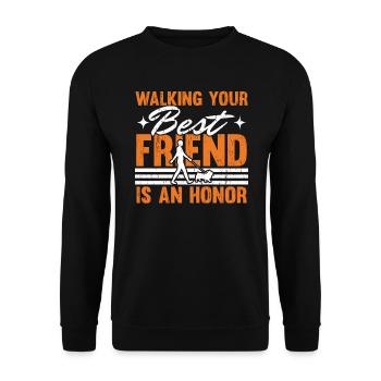 Walking Your Bestfriend Is An Honor Cardio Fitness - Unisex Sweatshirt - black - Front - Alina (178cm) & Michal (187cm)