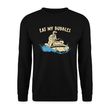 Eat My Bubbles Jet Skiing Wasserscooter Wasserfahrzeug - Unisex Pullover - Schwarz - Vorne - Alina (178cm) & Michal (187cm)