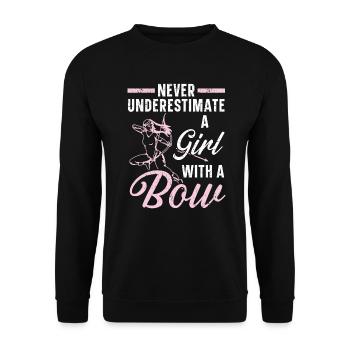 Never Underestimate A Girl With A Bow Archery - Unisex Sweatshirt - black - Front - Alina (178cm) & Michal (187cm)