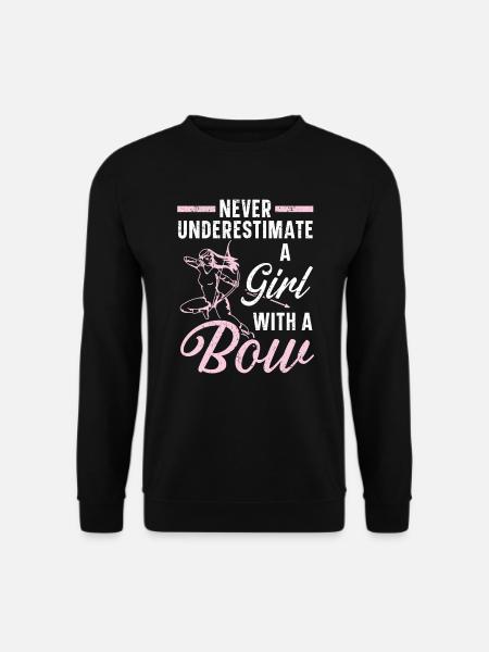 Unterschätze niemals ein Mädchen mit einem Bogenschießen - Unisex Pullover - Schwarz