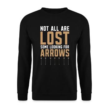 Nicht alle sind verloren, einige auf der Suche nach Pfeilen Bogenschießen - Unisex Pullover - Schwarz - Vorne - Alina (178cm) & Michal (187cm)