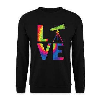 Teleskop Astronom Astronomie Konstellationen - Unisex Pullover - Schwarz - Vorne - Alina (178cm) & Michal (187cm)