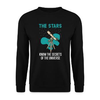 Die Sterne kennen die Geheimnisse des Universums - Unisex Pullover - Schwarz - Vorne - Alina (178cm) & Michal (187cm)