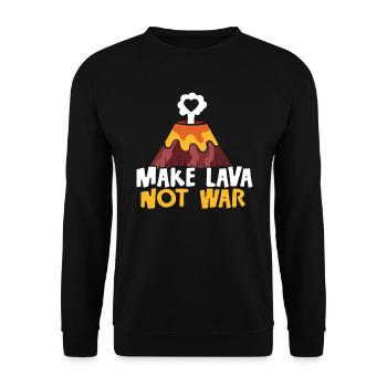 Make Lava Not War Earth Science Volcano Scientist - Unisex Sweatshirt - black - Front - Alina (178cm) & Michal (187cm)