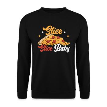 Slice Slice Baby Feinschmecker Pizzaiolo Pizza Liebhaber - Unisex Pullover - Schwarz - Vorne - Alina (178cm) & Michal (187cm)