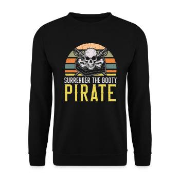Surrender The Booty Pirate Caribbean Buccaneer - Unisex Sweatshirt - black - Front - Alina (178cm) & Michal (187cm)